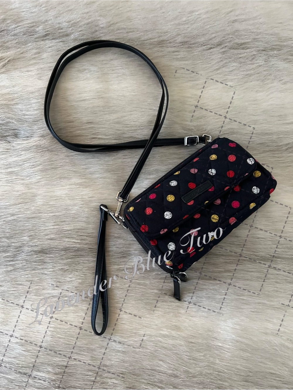 VERA BRADLEY Havana Dots 2017 All in One Wristlet Wallet Black Red Yellow Pink